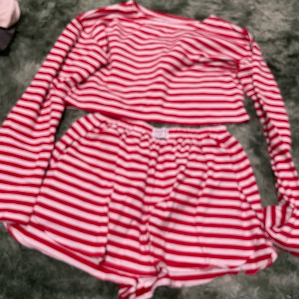Cozy Red and White Striped Pajama Set
